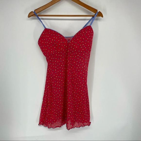 Victorias Secret red mesh nighty with little florals M - Picture 3 of 6
